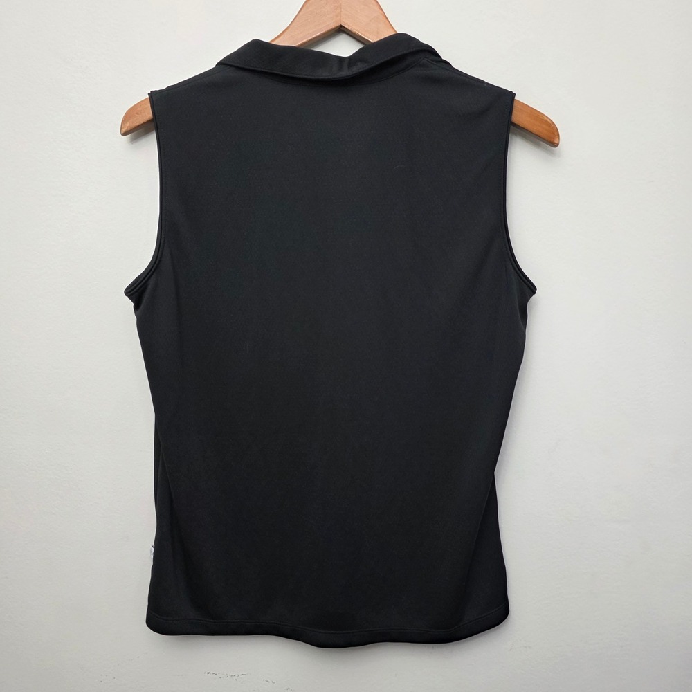 Lady Hagen Sleeveless Polo Women Large Black Athletic V-Neck Textured Golf Top - Picture 5 of 7
